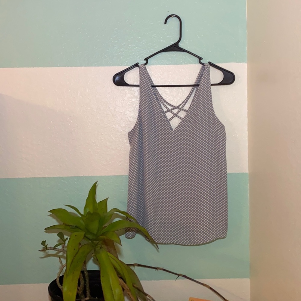 Express V-Neck Polka Dot Sleeveless Blouse